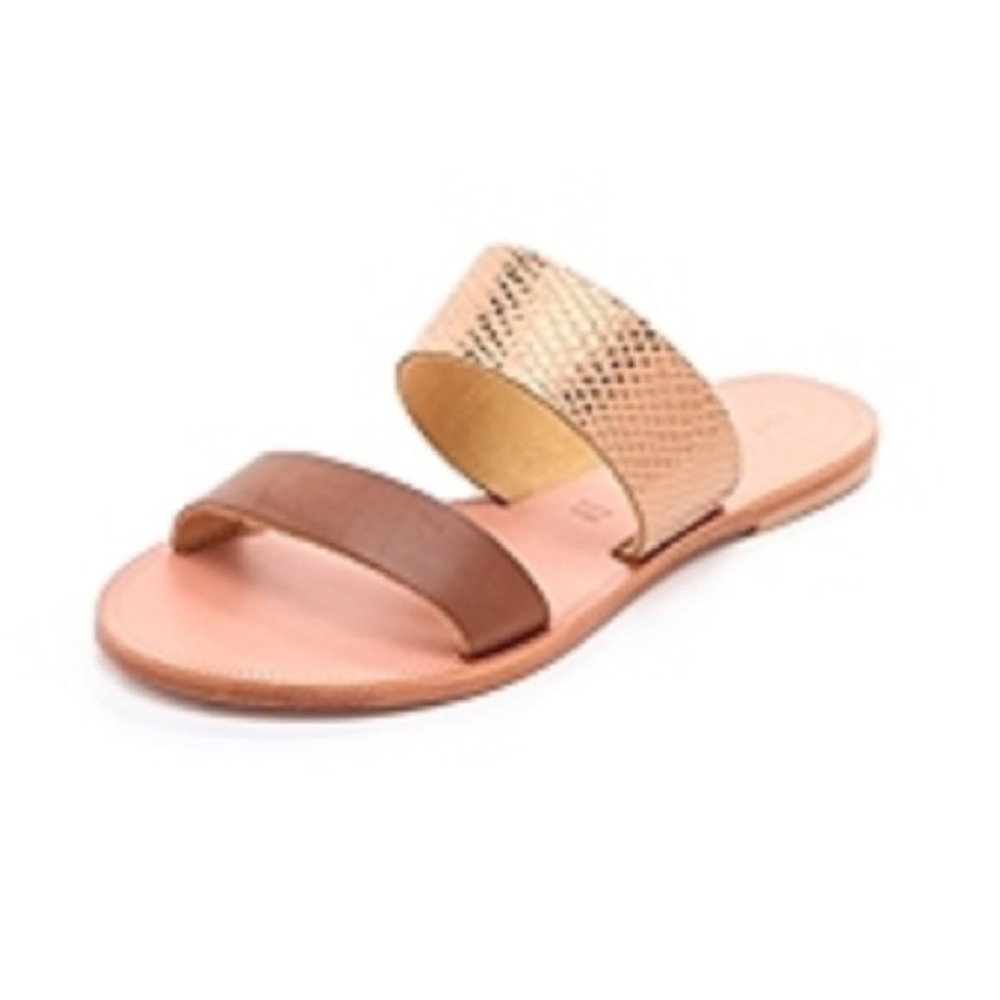 Joie A La Plage Sable Two Band Slide in Cognac/Bronze Size 36.5
